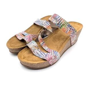 Spring Step Butterpea Wedge Slide Sandal Women's Rose Multi Size US10.5 EU41